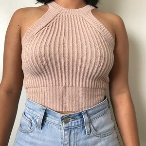 Pale Pink Brandy Melville Knit Crop Top